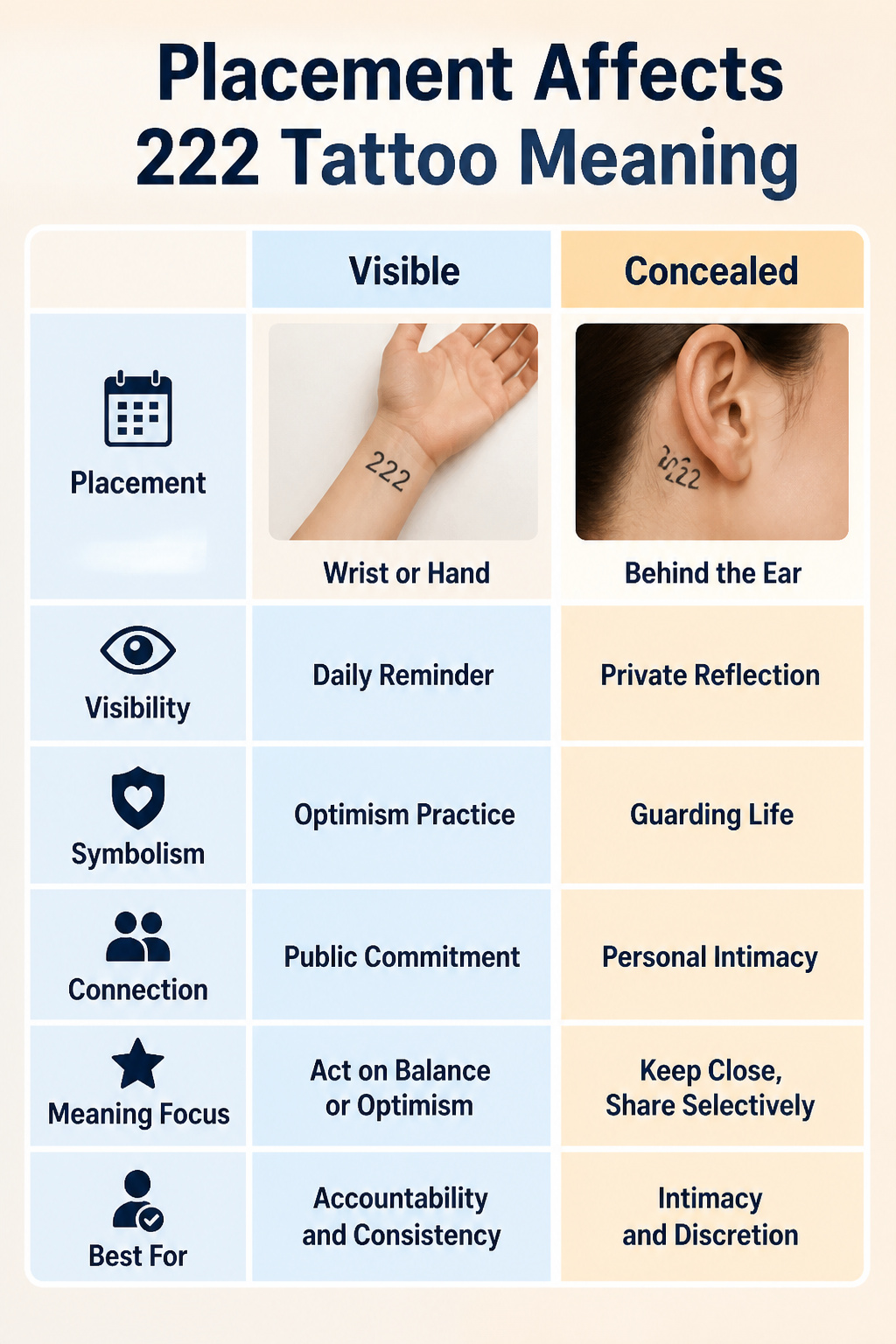 An information graphic showing how tattoo placement affects meaning.