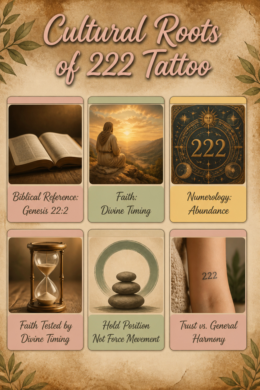 An information graphic discussing the cultural roots of the 222 tattoo.