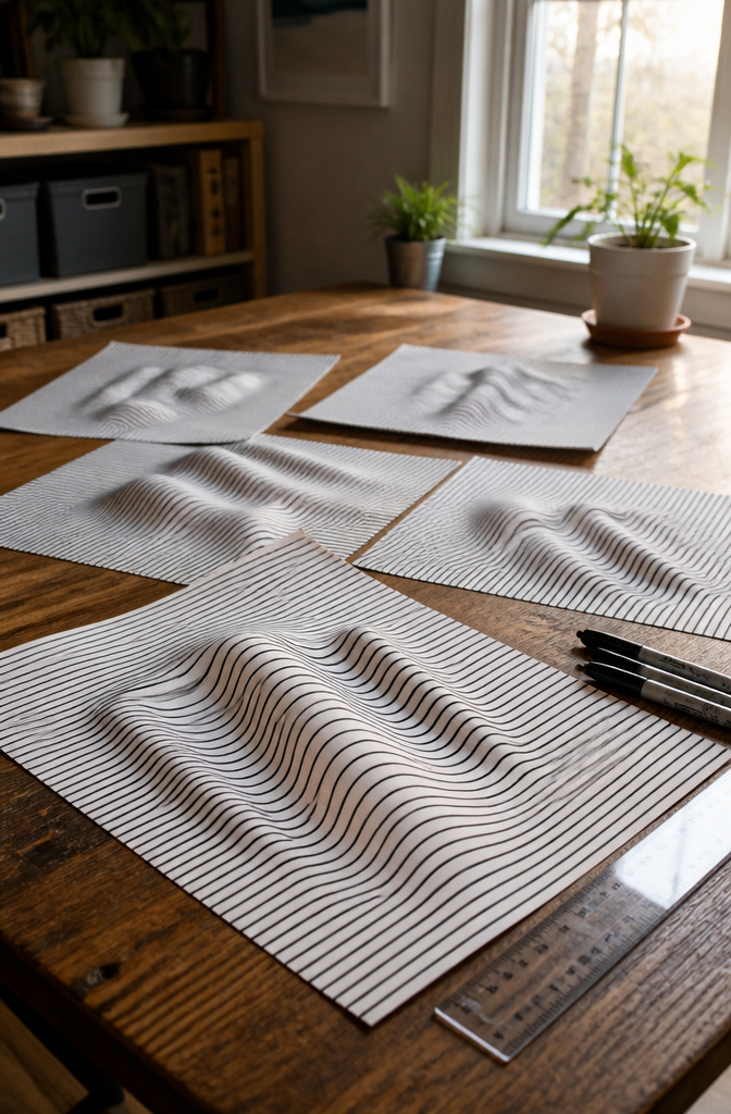 20 5th Grade Craft Ideas for Science, Art, and Handmade Gifts in 2026 15 Paper sheets displaying intricate curved line designs creating depth.