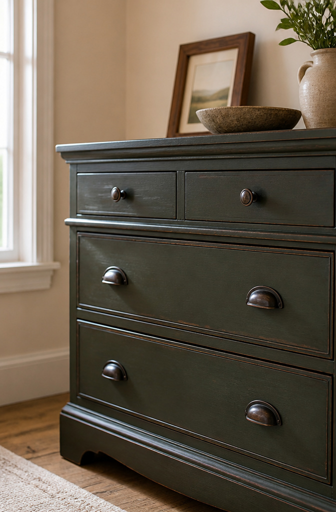14 Budget Home Decor Ideas That Cost Almost Nothing 11 A vintage dresser showcasing newly installed oil-rubbed bronze hardware.