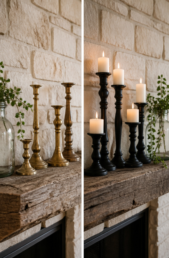 20 DIY Craft Home Decor Ideas for 2026 6 A set of painted candlesticks in different shapes and sizes.