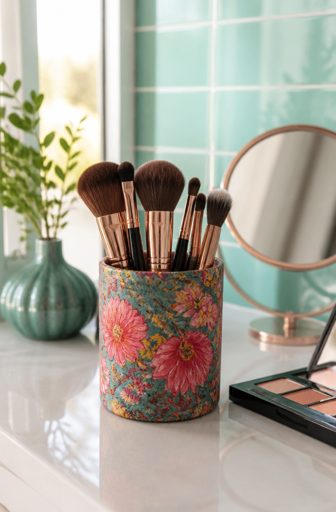 10 DIY Room Decor Cardboard Ideas for Your Home and Garden 8 Cardboard tube used as a makeup brush holder.