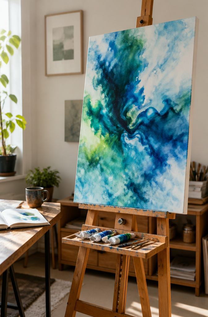 20 DIY Room Stuff Ideas to Refresh Your Space in 2026 5 A colorful canvas painting created with acrylic paint.