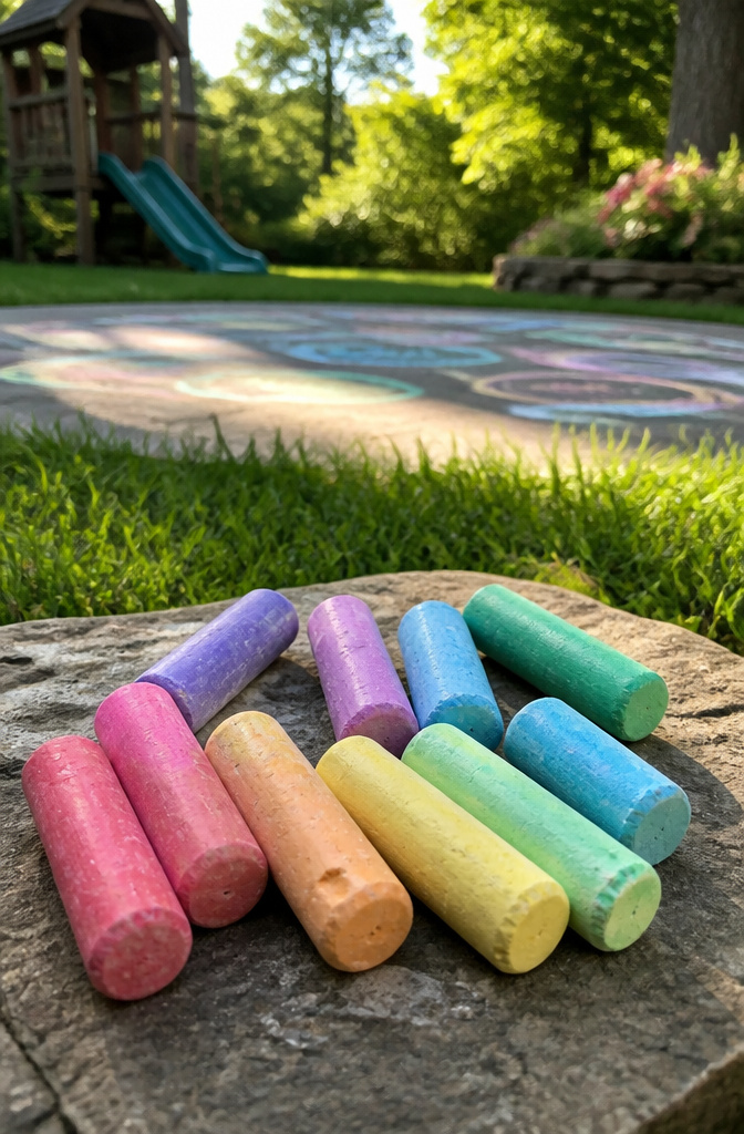 Homemade chalk sticks made from plaster of Paris in various colors.