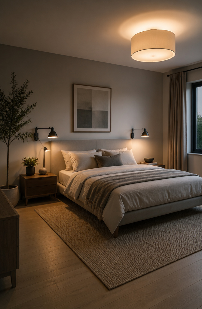 20 Unique Room Decor Ideas to Refresh Your Space for 2026 3 Swing-arm sconces mounted beside a bed for adjustable lighting.