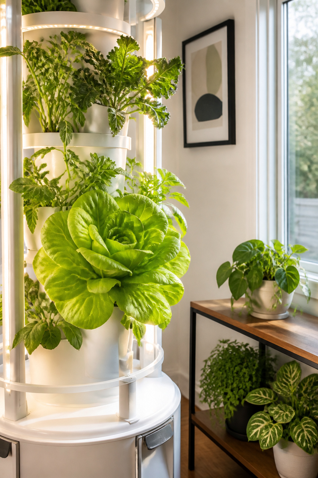 8 Types of Hydroponic Plants for Indoor Cultivating in 2026 1 Butterhead lettuce with light green leaves in a vertical hydroponic tower.