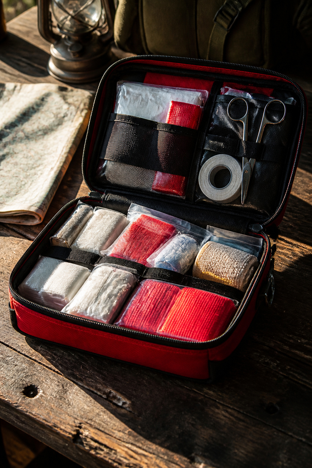 72 Hour Kit: What to Pack for Three Days of Self-Reliance 3 A first-aid pouch with bandages, gauze pads, and antiseptic wipes.