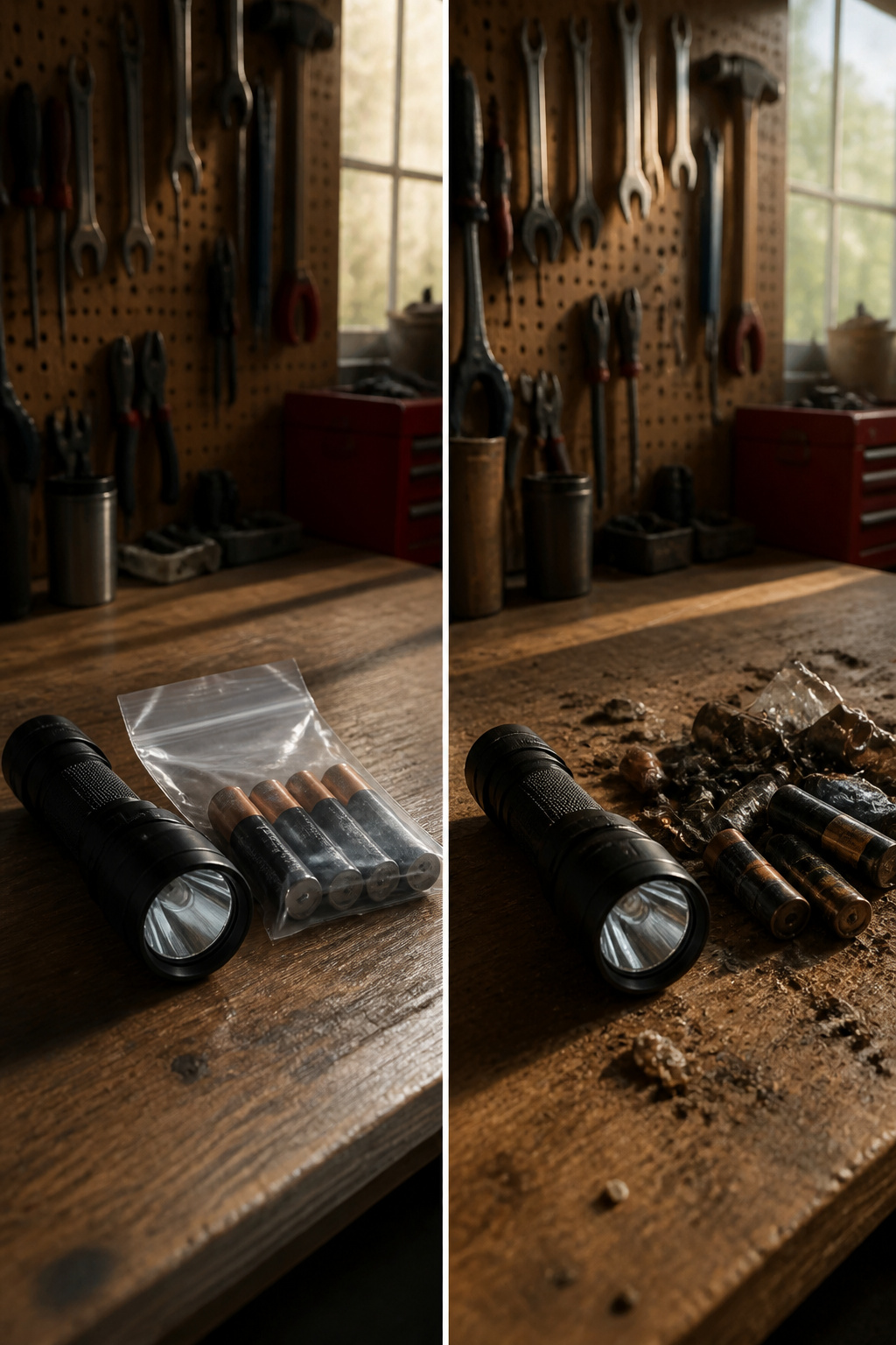 72 Hour Kit: What to Pack for Three Days of Self-Reliance 4 A flashlight beside a sealed bag of extra alkaline batteries.