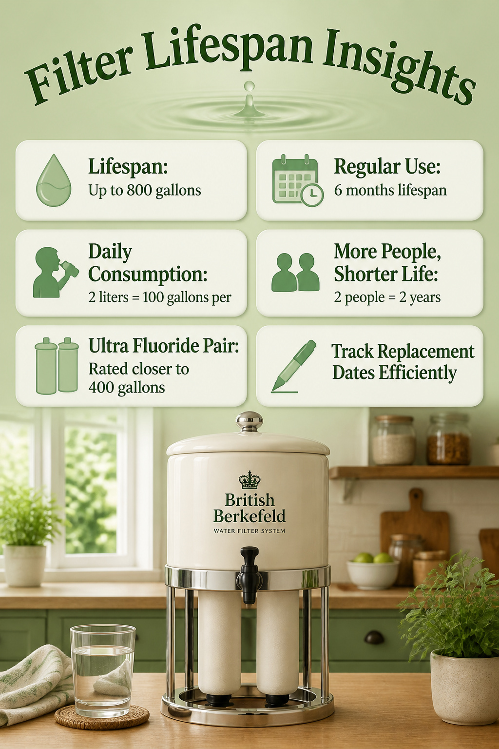 Insights on filter lifespan for British Berkefeld systems.
