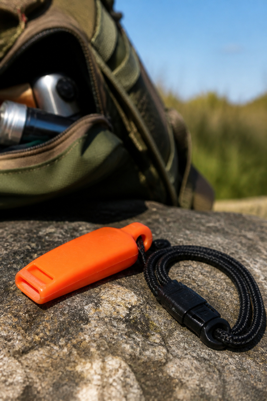 Bug Out Bag Essentials: What to Pack for Emergencies in 2026 6 A pea-less whistle displayed on a surface with a bug out bag.