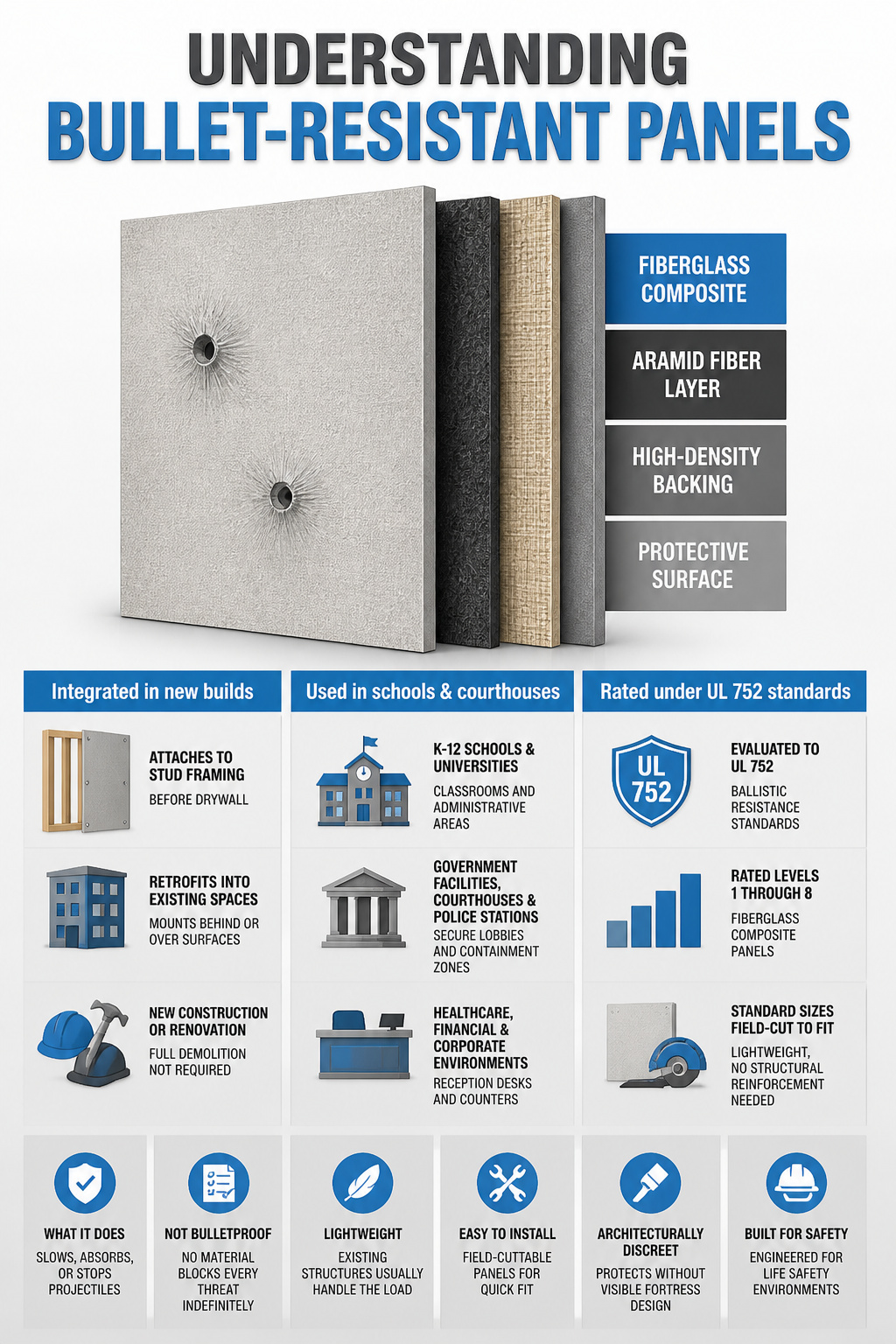 Bullet Resistant Wall Construction: Panels, Materials and Installation 1 Information image titled 'Understanding Bullet-Resistant Panels'.