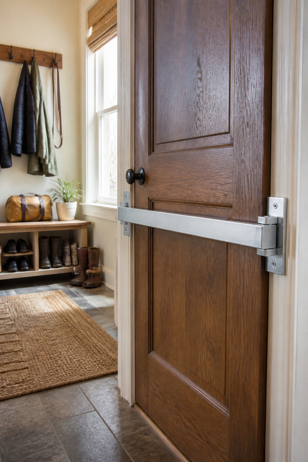 Doorricade Standard 38-Inch Door Bar installed on a door frame.