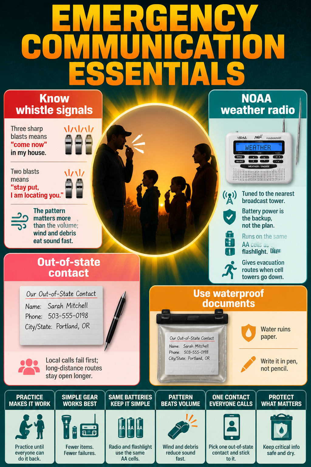 Emergency Preparedness Kits: What to Include in Yours 18 Emergency communication essentials including a whistle and contact card.