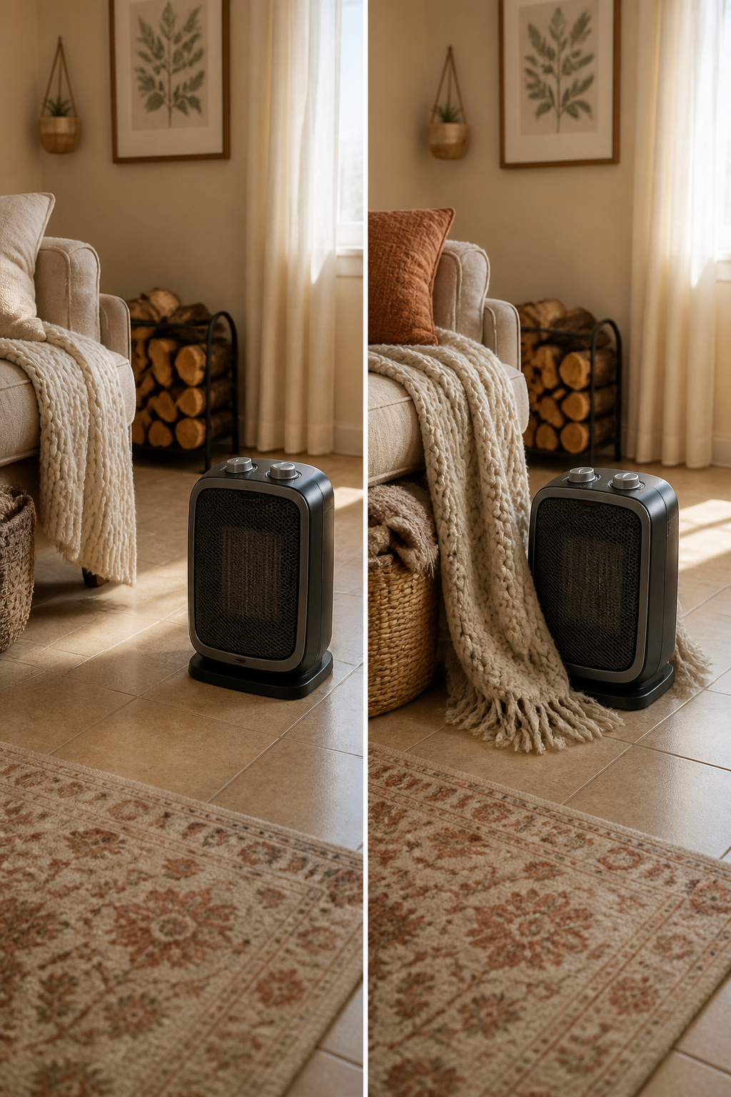 Home Fire Safety Steps for Every Household 7 A space heater positioned on a flat surface in a room.