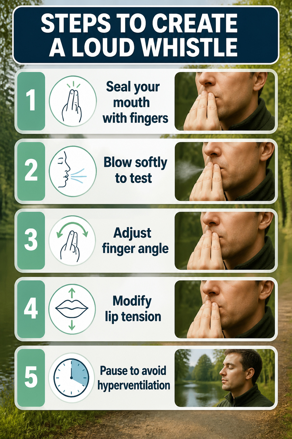 Information image titled 'Steps to Create a Loud Whistle'.
