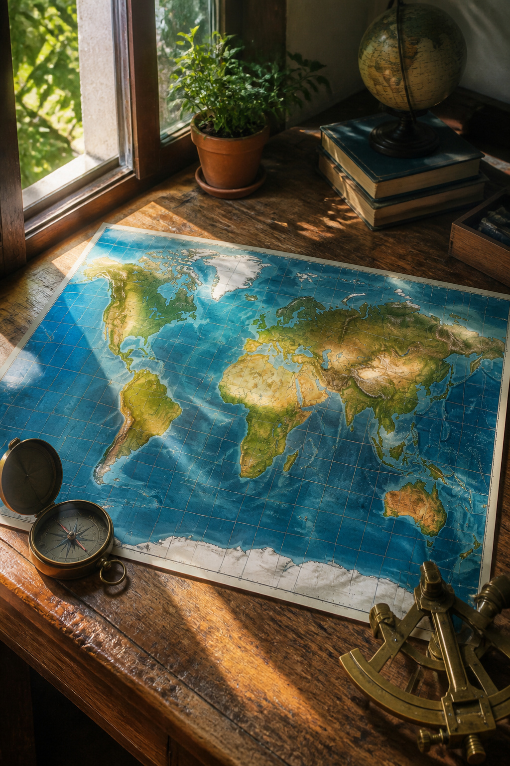 Maps and Directions: Online Services, Route Planning and 8 Map Types for 2026 1 A flat world map with latitude and longitude lines.