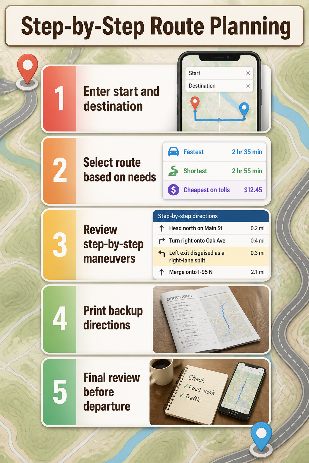 Maps and Directions: Online Services, Route Planning and 8 Map Types for 2026 9 A visual guide detailing the steps for planning a route.