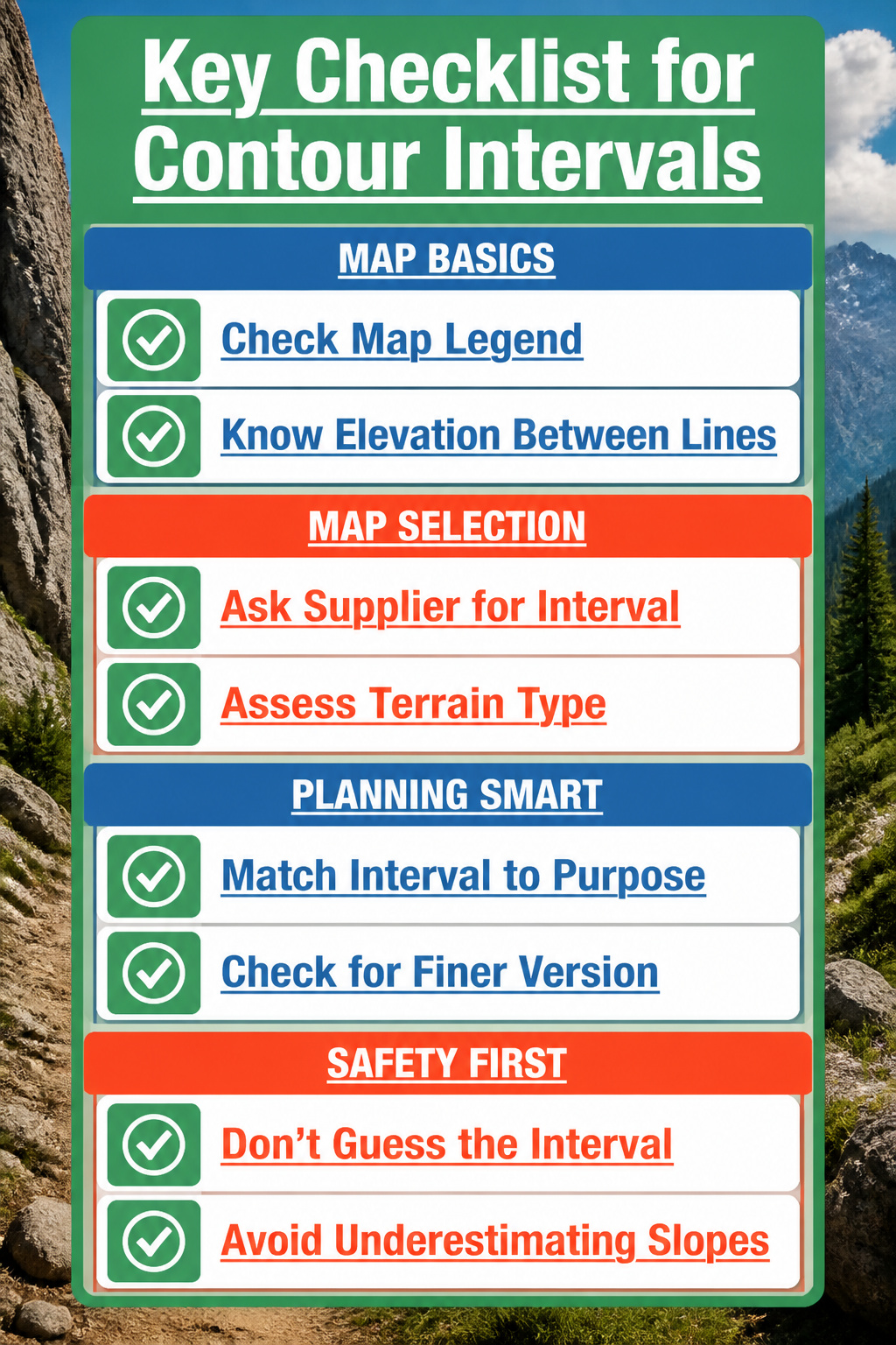 Topographic Map Contour Lines: How to Read Terrain in 2026 10 Information image titled 'Key Checklist for Contour Intervals' for survival.