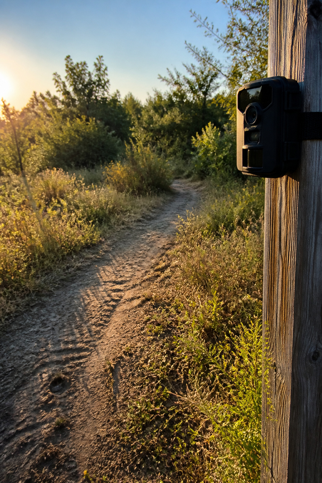 What Are Trail Cameras Used For? 7 Practical Applications 7 A trail camera positioned above a trail in a public park.