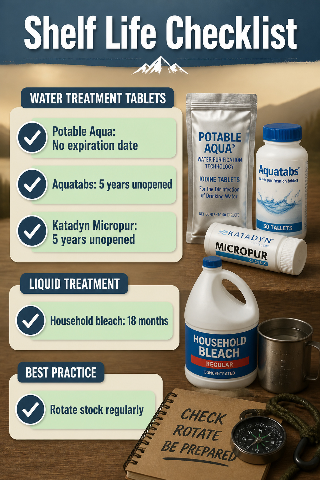 5 Best Water Purification Tablets of 2026 8 An image showing various water purification tablet shelf lives.