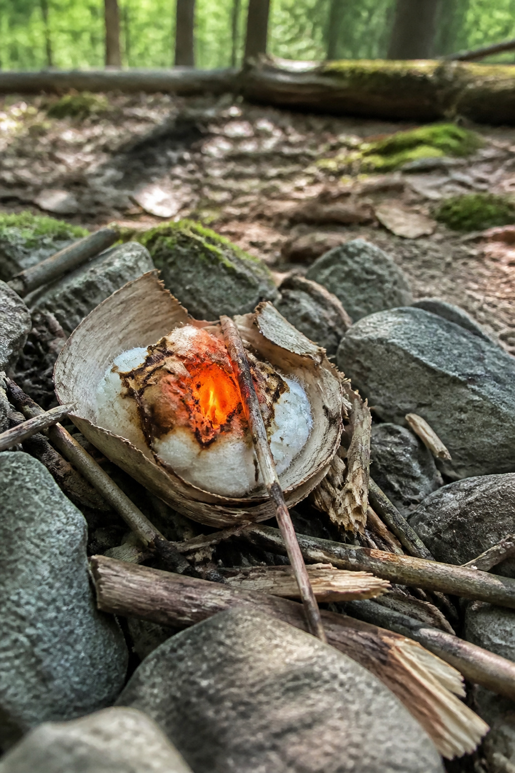 10 Survival Skills Everyone Should Know for Any Emergency 1 An ember in a bundle of birch bark and cotton balls.