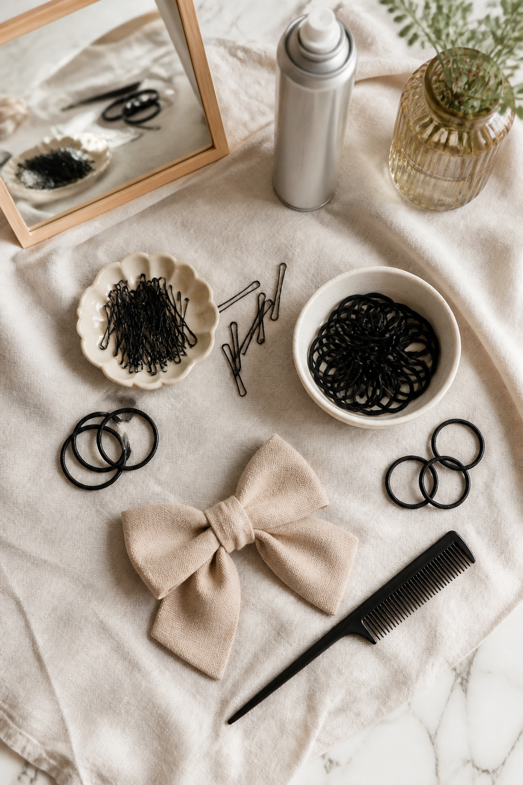 7 Bow Hairstyles to Try in 2026 8 Hair styling tools and products for creating a bow hairstyle.