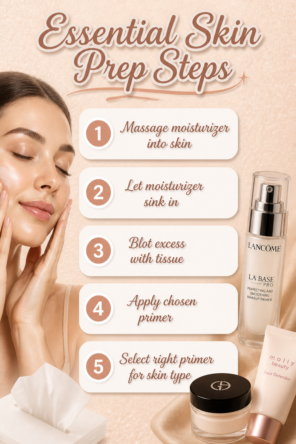 Image of skincare products for makeup preparation.