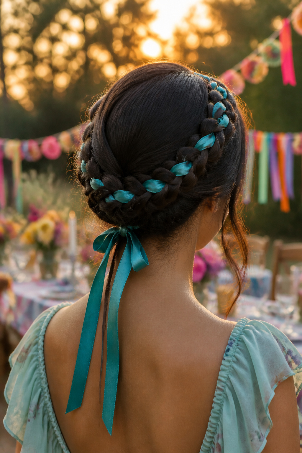 Cute Braided Hairstyles: 22 Styles, Updos and Long Hair Looks for 2026 16 A model with a ribbon halo braid styled elegantly.