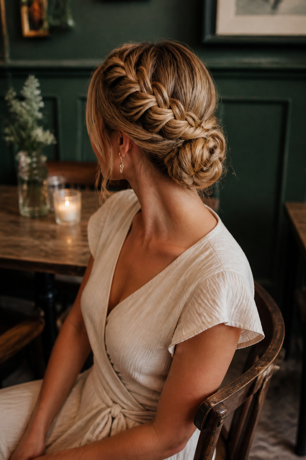 Cute Braided Hairstyles: 22 Styles, Updos and Long Hair Looks for 2026 3 A model showcasing a side French braid bun from the side.