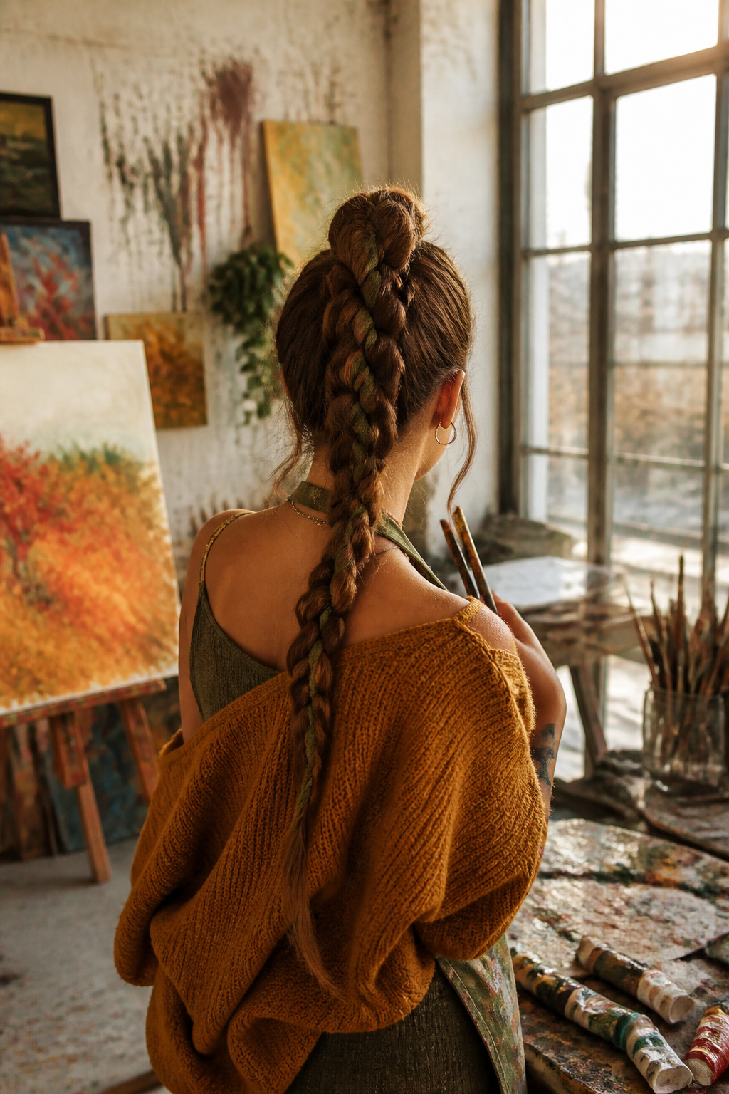 15 Cute Fall Hairstyles and Styles for 2026 13 Woman with a bold high braid pulled back.