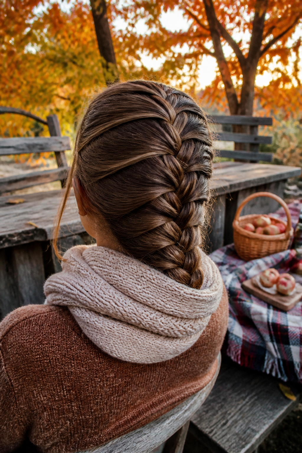 15 Cute Fall Hairstyles and Styles for 2026 4 Woman with a Dutch braid in a rustic outdoor setting.