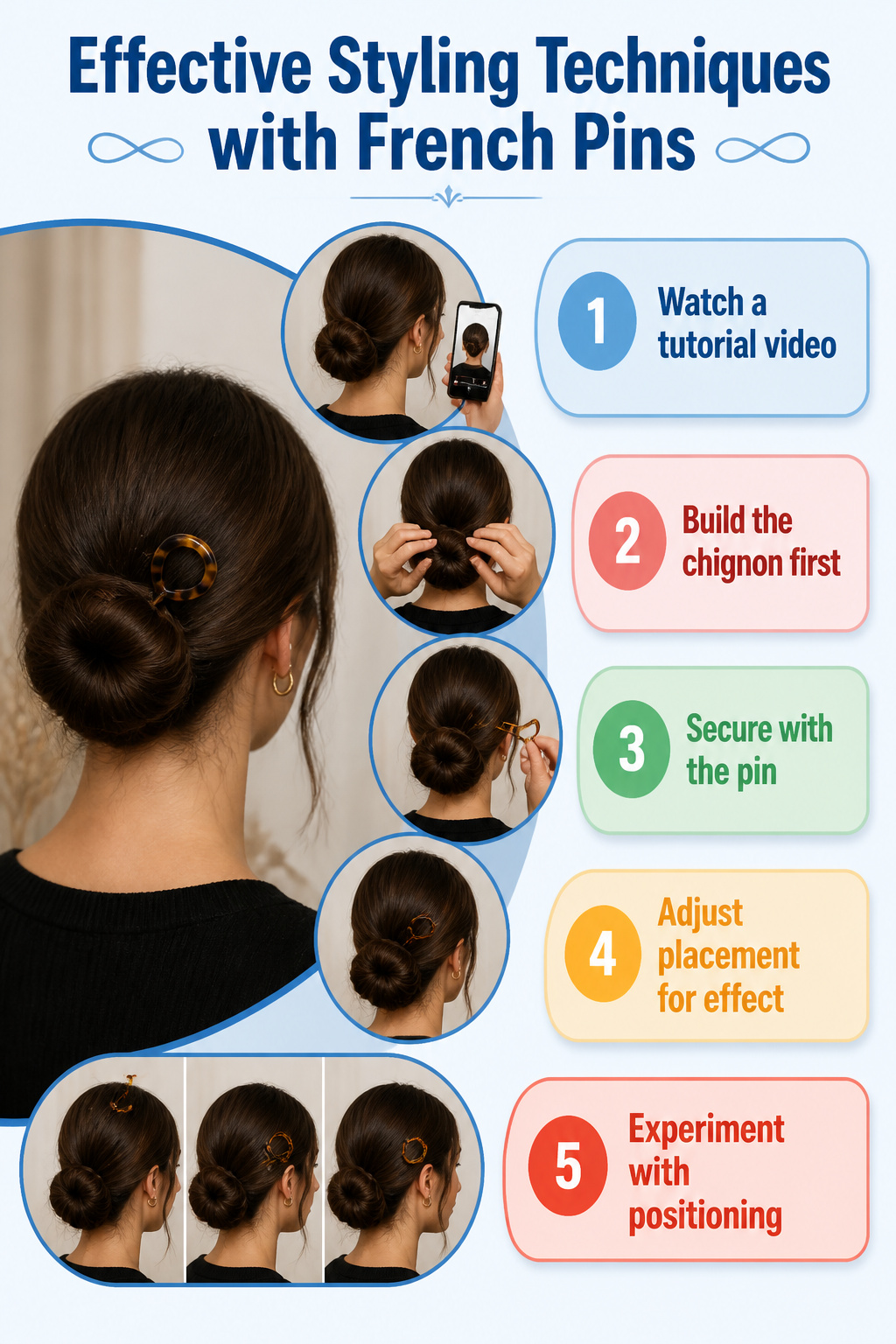 Cute Hair Accessories: Styles, Materials and How to Wear Them 7 Demonstration of effective styling techniques with French pins.