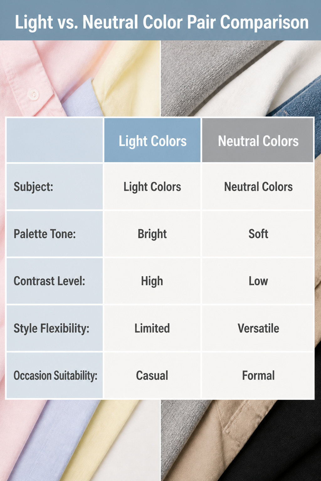 What to Wear This Spring: 7 Cute Spring Outfits for 2026 10 Color palette of white, gray, blue, tan, and black.