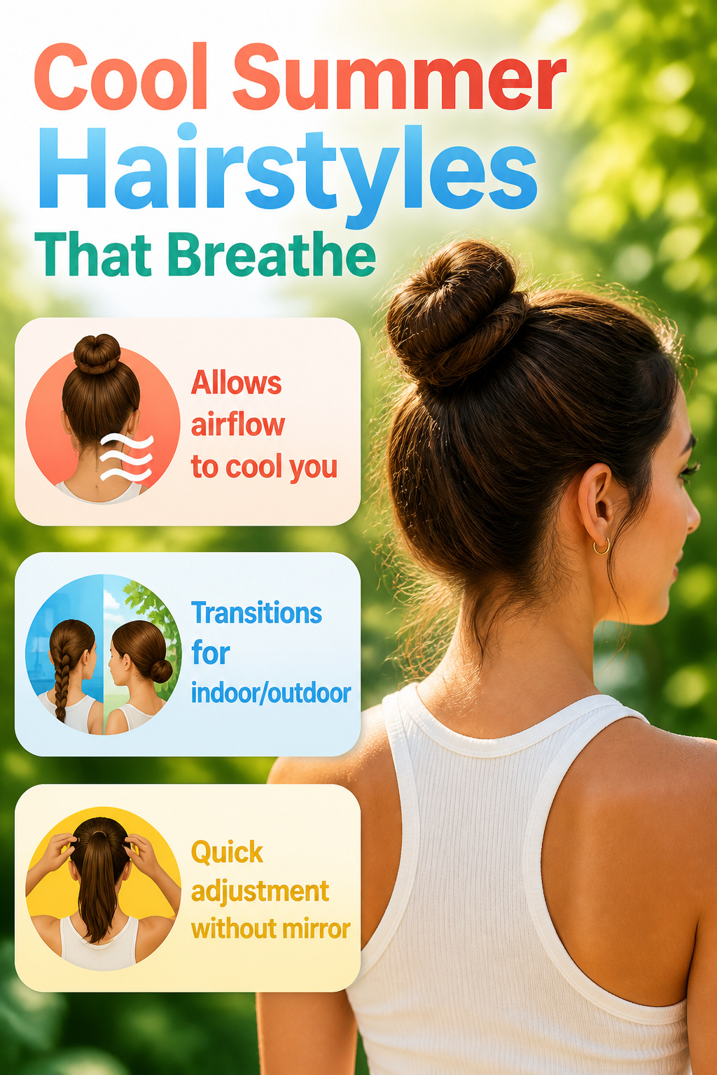 An infographic titled 'Cool Summer Hairstyles That Breathe'.