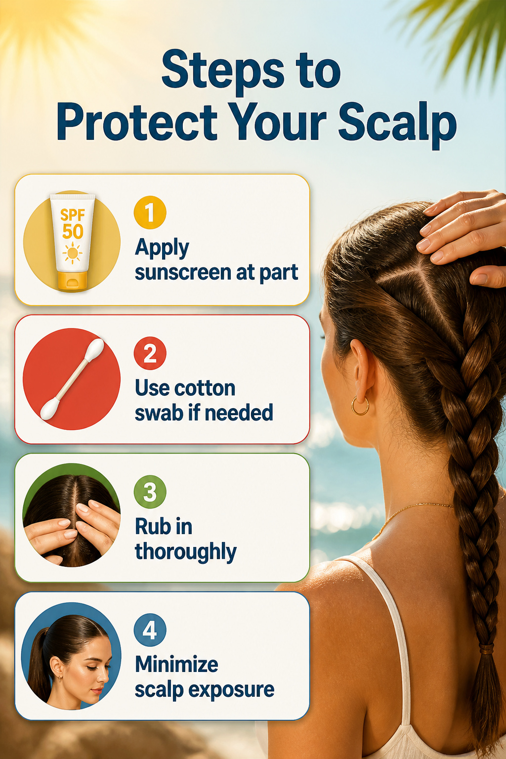 An infographic titled 'Steps to Protect Your Scalp'.