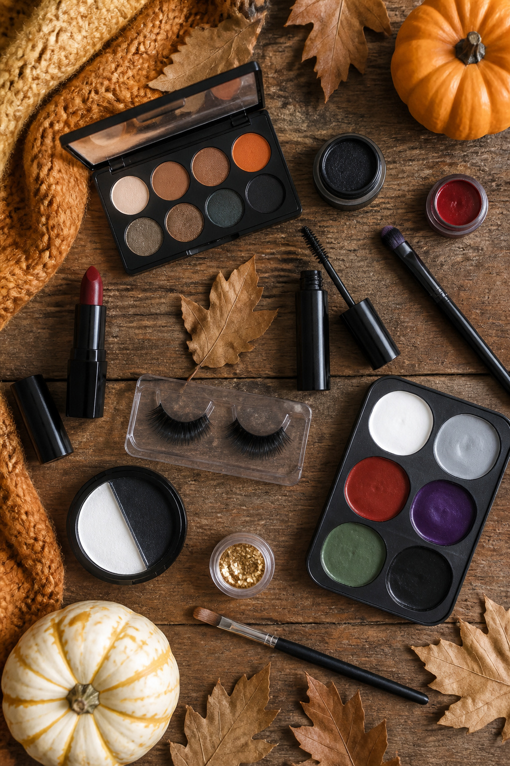 19 Easy Halloween Makeup Ideas for Quick Costumes (2026) 20 Essential makeup products for Halloween looks displayed together.