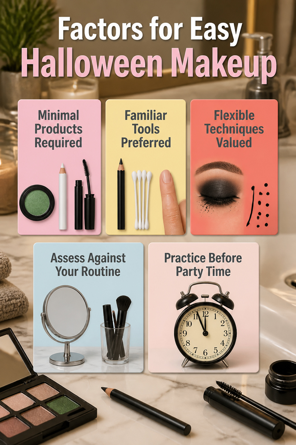 19 Easy Halloween Makeup Ideas for Quick Costumes (2026) 21 Information image highlighting factors for easy Halloween makeup.