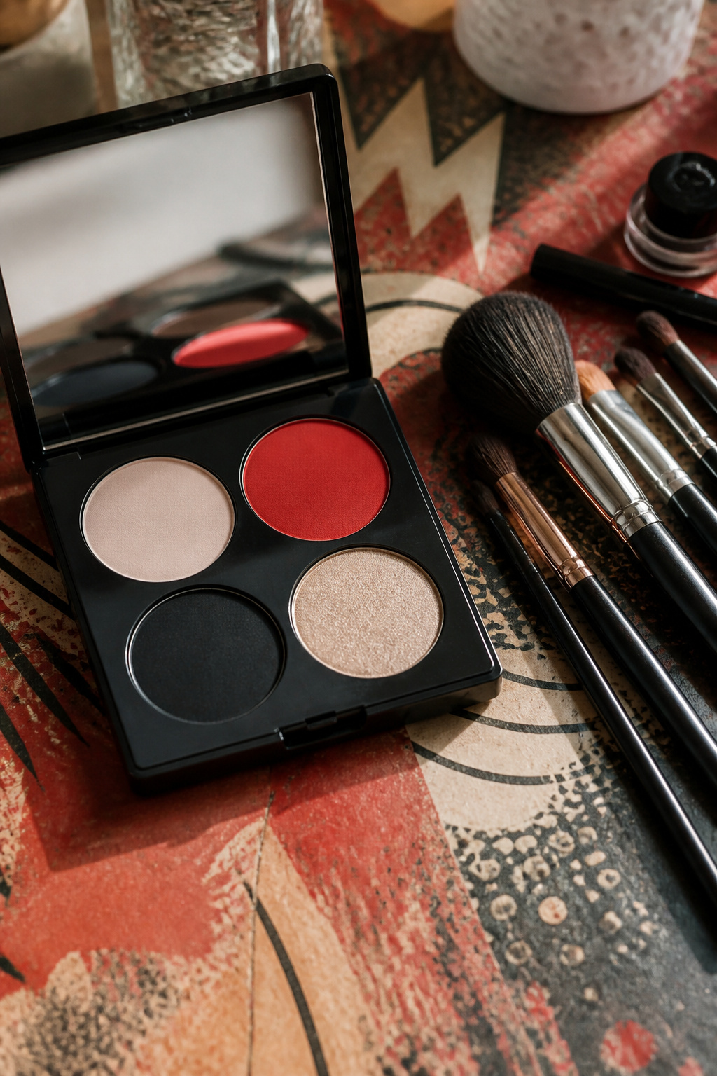 19 Easy Halloween Makeup Ideas for Quick Costumes (2026) 23 Pop culture-inspired makeup palette with bold colors and tools.