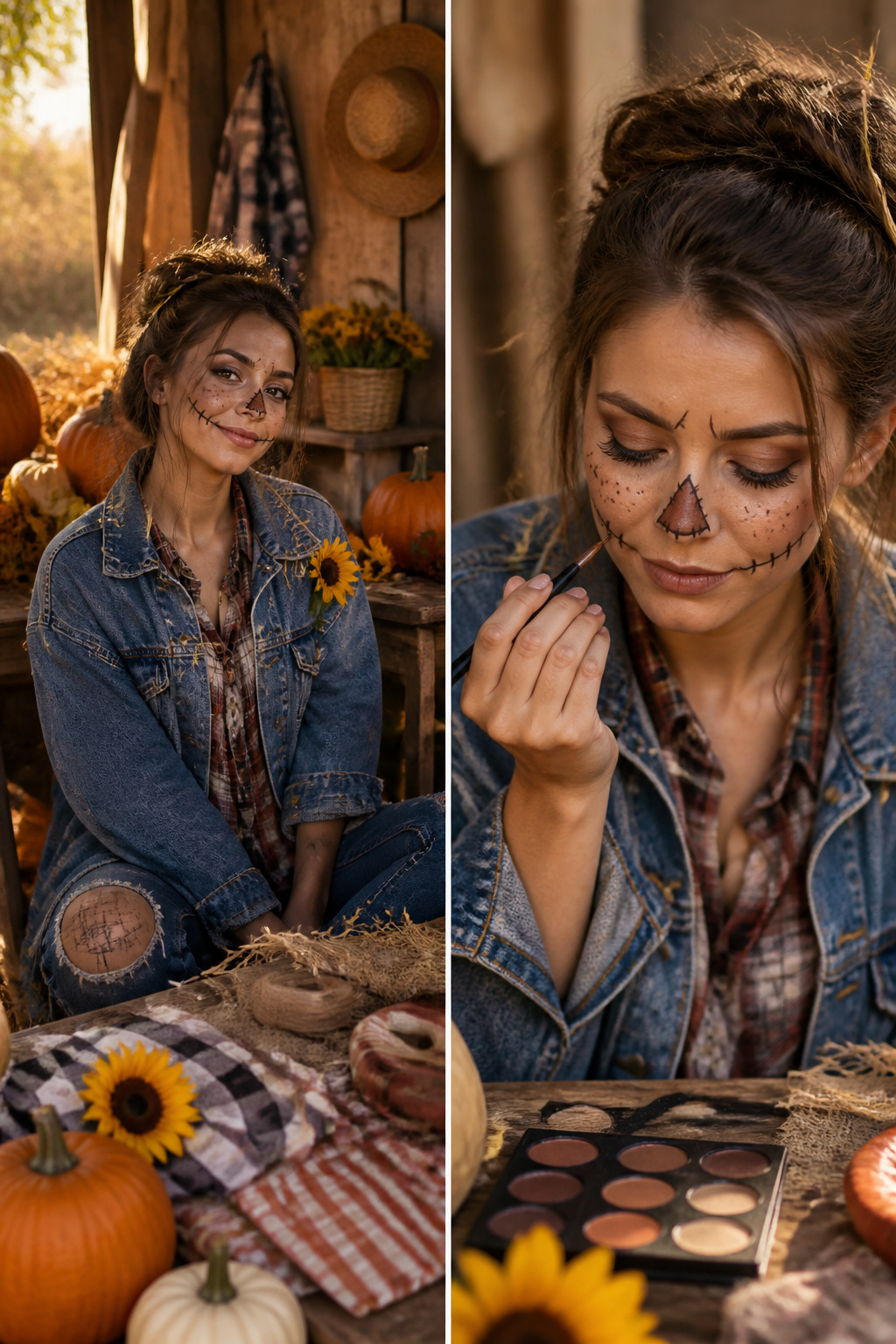 19 Easy Halloween Makeup Ideas for Quick Costumes (2026) 24 DIY elements for Halloween makeup including a straw hat and flannel.