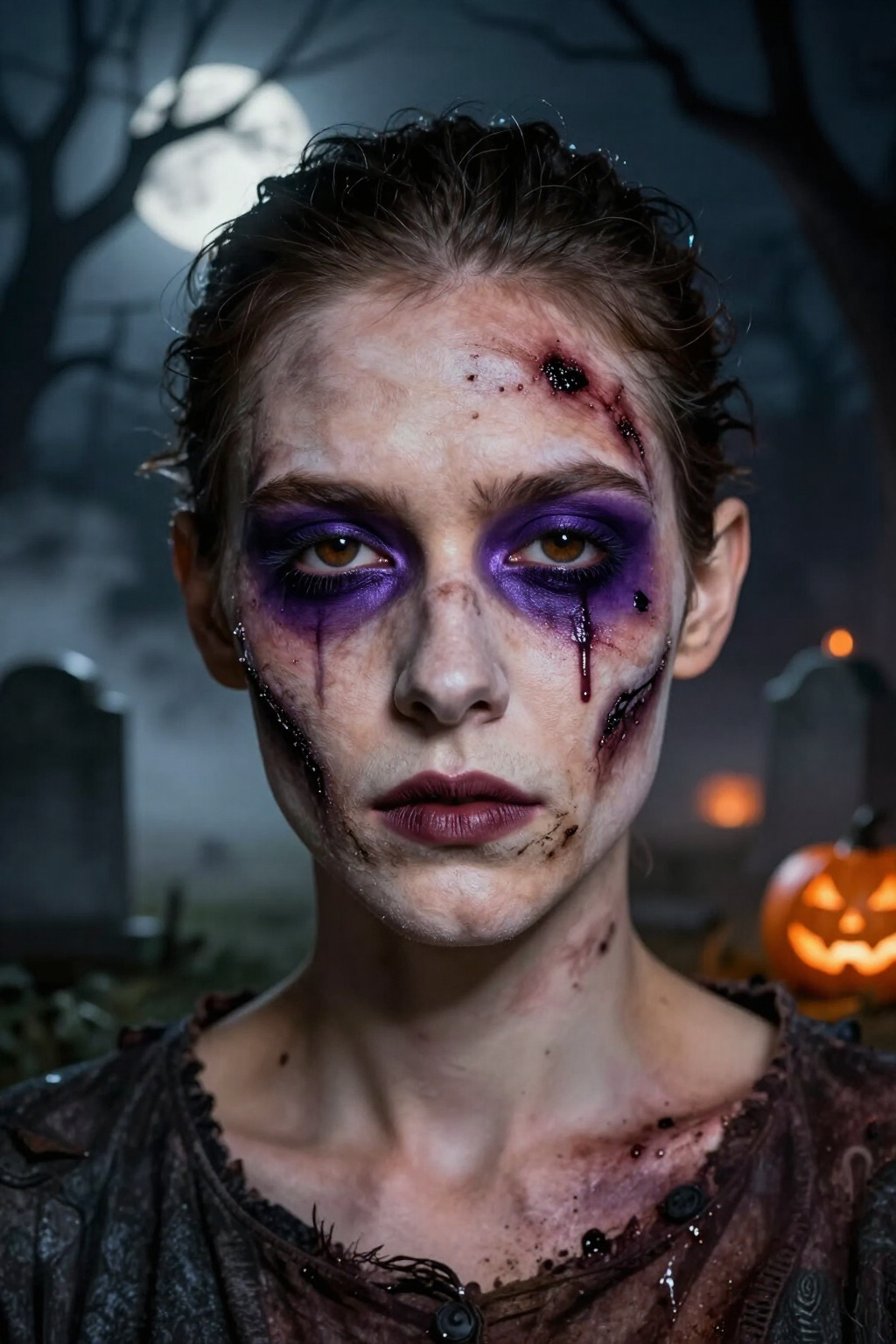19 Easy Halloween Makeup Ideas for Quick Costumes (2026) 4 Zombie makeup showcasing ghostly skin and darkened eyes.