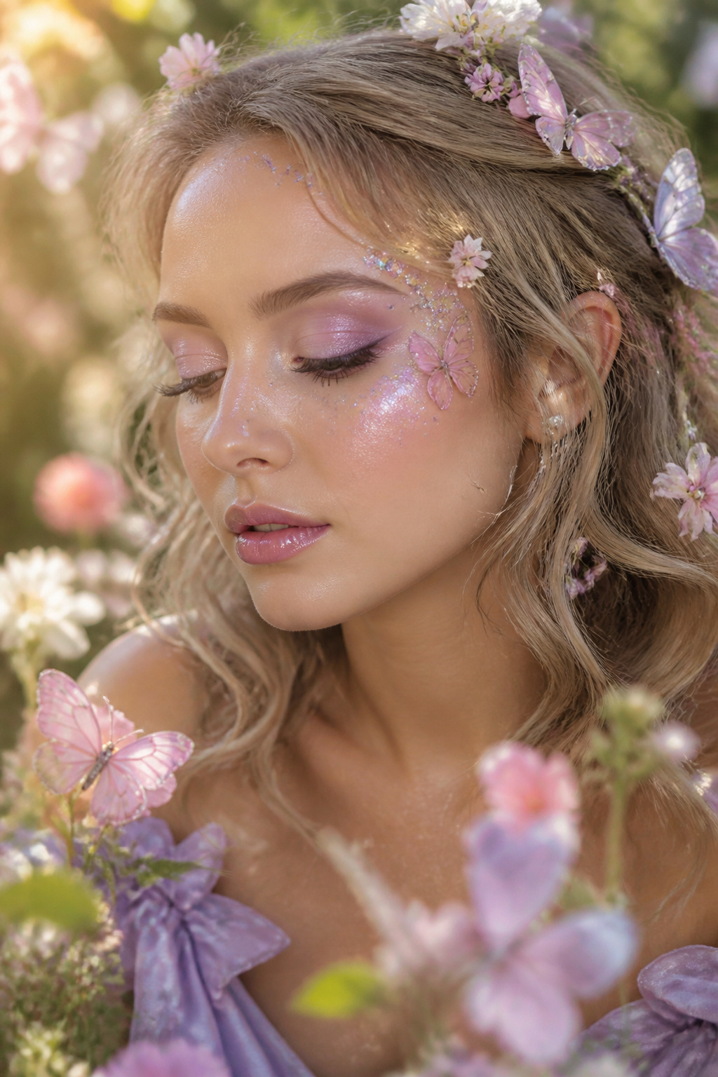 19 Easy Halloween Makeup Ideas for Quick Costumes (2026) 7 Fairy makeup showcasing radiant highlighter and soft pastel colors.