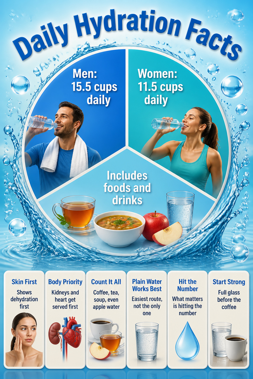 How to Look Pretty Without Makeup: A Complete Guide (2026) 2 An information image presenting daily hydration facts.
