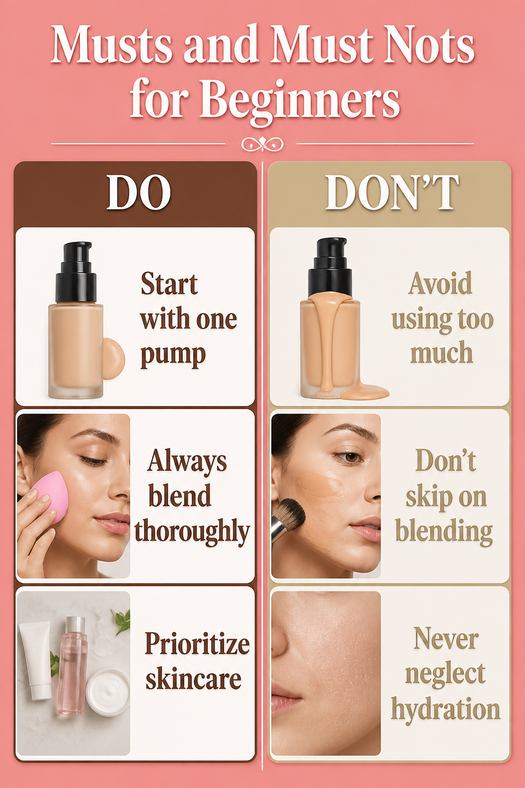 Makeup Tutorials for Beginners: 10-Step Application Guide 2026 14 List of musts and must nots for beginner makeup application.