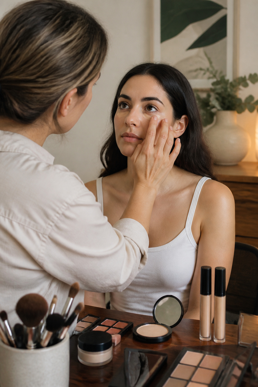 Makeup Tutorials for Beginners: 10-Step Application Guide 2026 4 Concealer being applied on a model's under-eye area.
