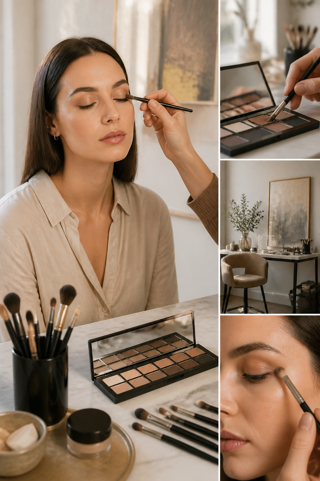 Makeup Tutorials for Beginners: 10-Step Application Guide 2026 7 Model's eyes with neutral eyeshadow for a natural look.