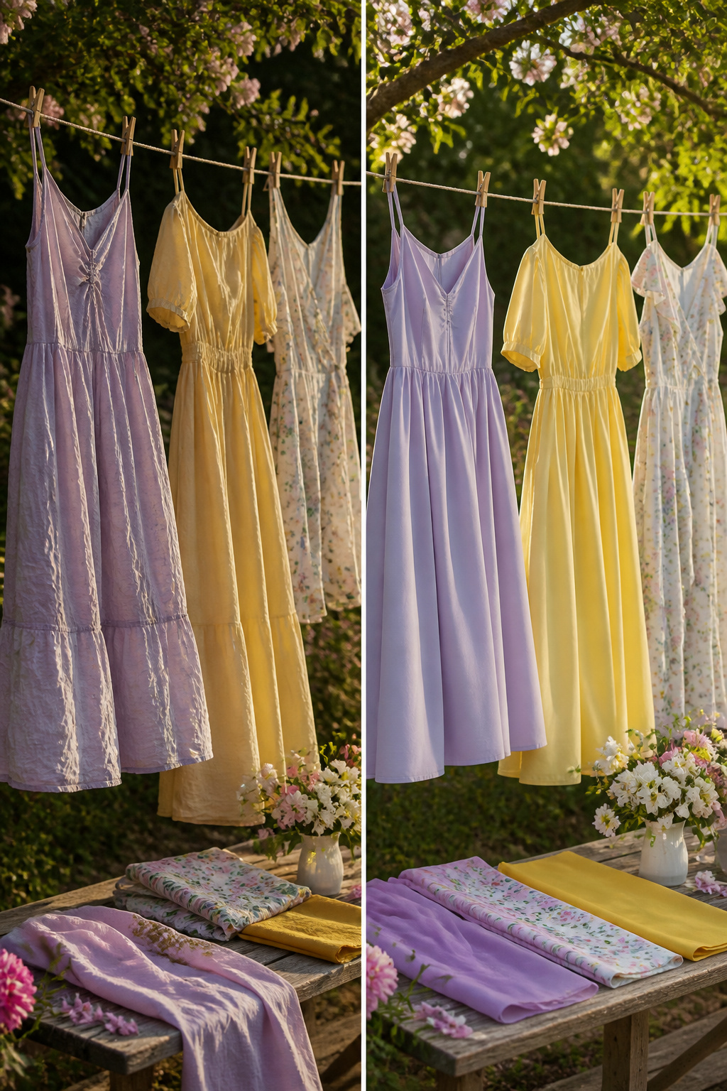 Spring Dresses for Women: Styles for 2026 11 A display of different fabrics used in spring dresses.