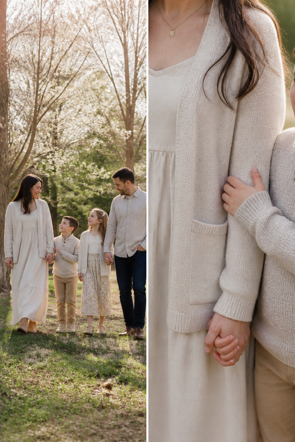 7 Spring Family Pictures Outfit Ideas for 2026 7 Father wearing a lightweight layer in a sunny park setting.