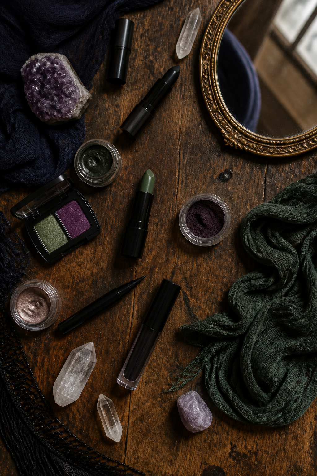 Witch Makeup Halloween Ideas for 2026: 15 Styles 16 A display of makeup products suitable for various witch looks.