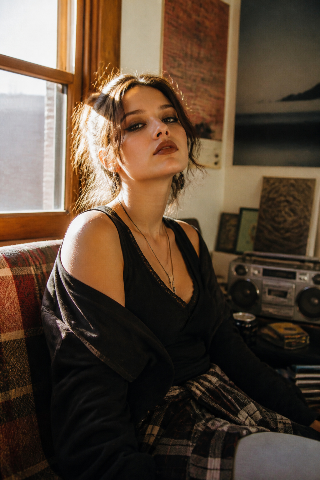 Witch Makeup Halloween Ideas for 2026: 15 Styles 9 Model showcasing 90s witch makeup in a cozy urban apartment.