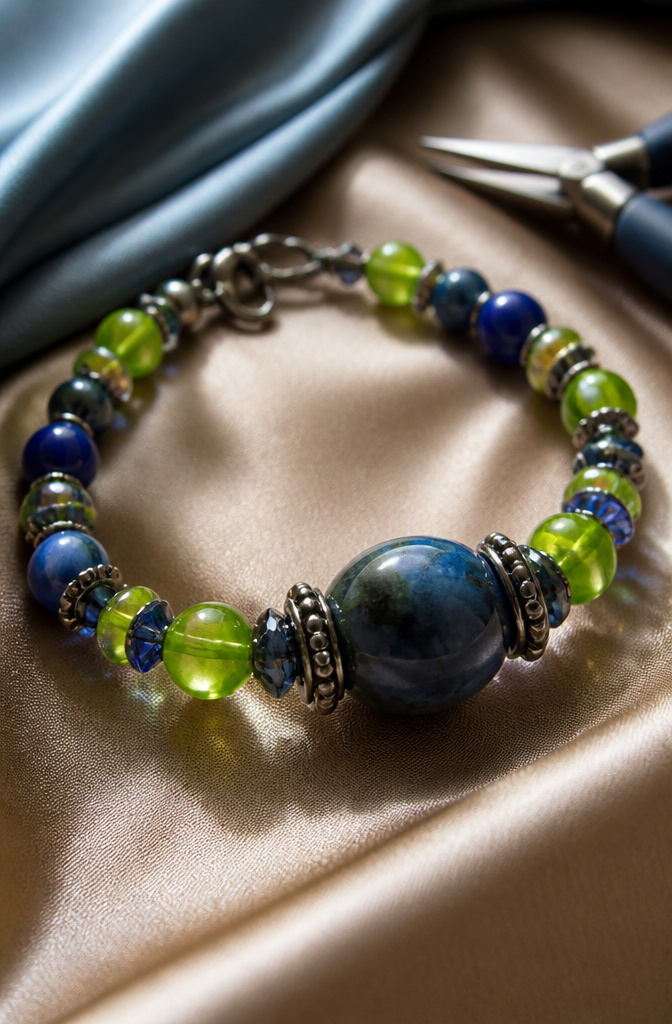 Bracelet Patterns with Beads: Designs, Weaving Tutorials and Ideas 3 Royal Ball bracelet featuring a large bead flanked by smaller beads.